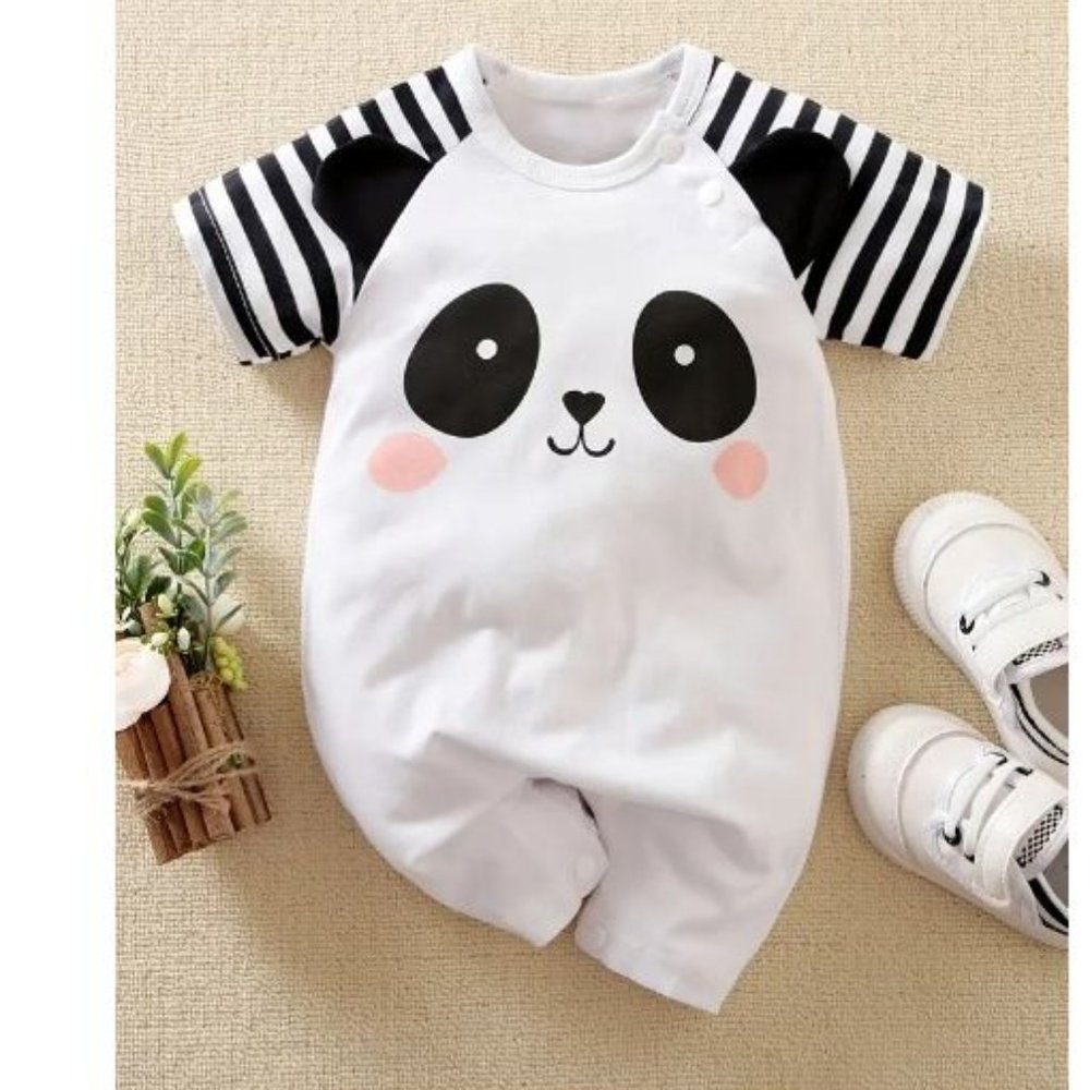 Baby Boys Panda Short Sleeve Romper Jumpsuit